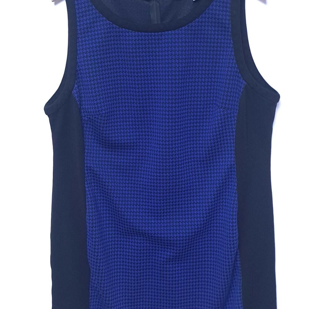 Anthropologie Hutch 1X Knit Sheath Sleeveless Dress Blue Black Houndstooth